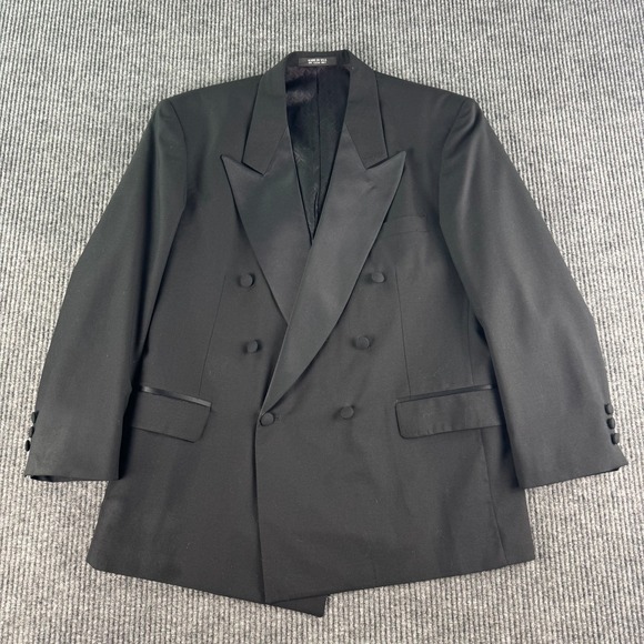Oscar de la Renta Other - Vintage Oscar De La Renta Tuxedo Jacket 42 S Black Wool Formal Wedding DB Peak